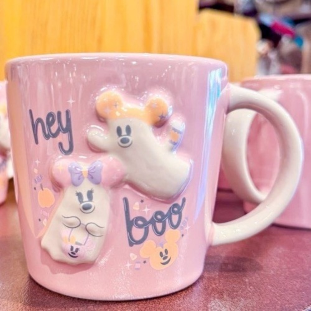 2026 Halloween Disney Parks Hey Boo Cutie Ghost Mug Cup Pink Mickey Minnie Mouse